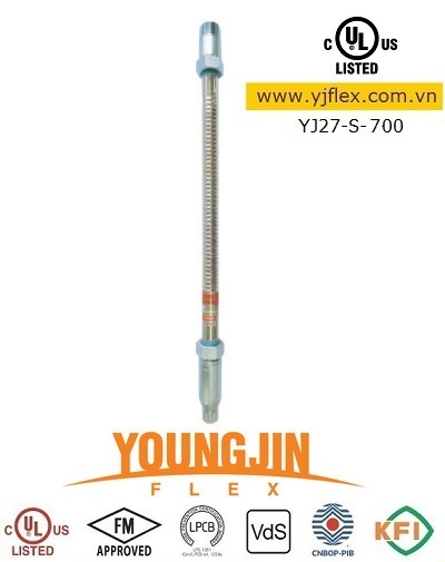 Ống mềm nối đầu phun chữa cháy dài 700mm áp lực 14bar chứng nhận UL hãn YoungJIn Flex.