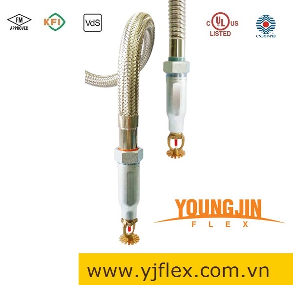 Ống mềm nối đầu phun chữa cháy dài 700mm áp lực 14bar có chứng nhận UL hãng YoungJin