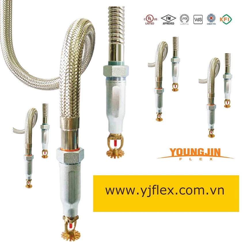Dây mềm nối đầu phun sprinkler chữa cháy nhập khẩu Hàn Quốc, hãng YoungJin Flex.
