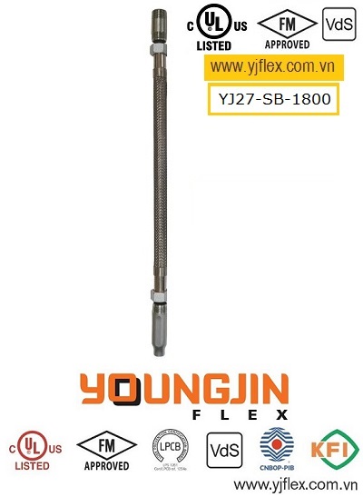 Ống mềm nối đầu phun chữa cháy sprinkler nhập khẩu hàn quốc có chứng nhận FM, thương hiệu YoungJin Flex.