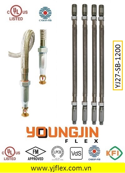 Dây mềm inox kết nối đầu phun sprinkler dài 1200mm hãng YoungJin. 