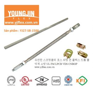 Dây mềm YoungJin Nối đầu phun sprinkler chữa cháy áp lực 14bar có vỏ bện, sản xuất tại Việt nam